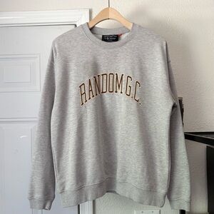 RANDOM GOLF CLUB‎ heather grey cotton blend logo crew neck pullover sweater